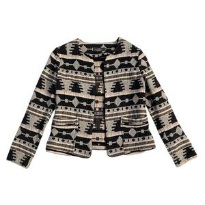 Like Mynded Aztec Woven Blazer Jacket 100% cotton, women’s size S, Open Front